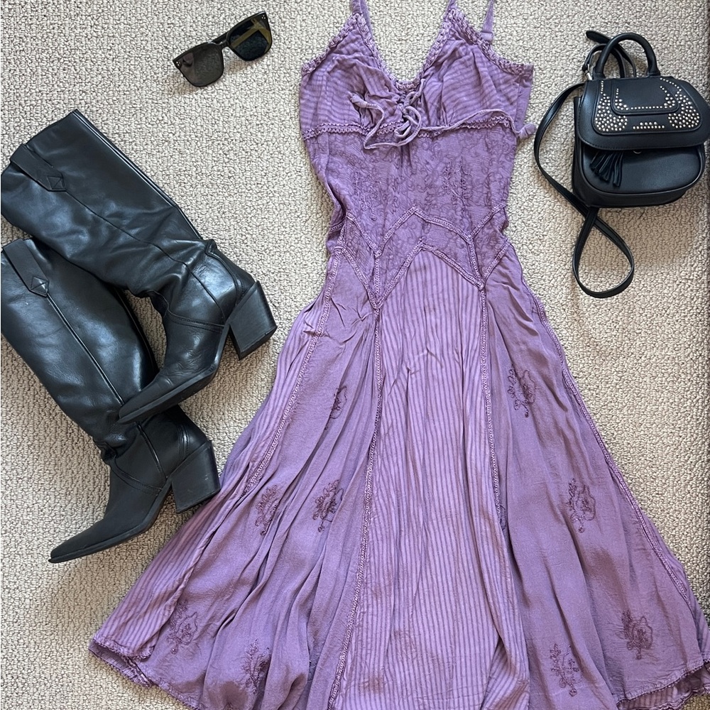 Vintage fall flare violet long dress brand new